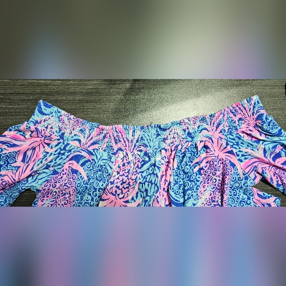 Lilly Pulitzer Off-The-Shoulder Romper Pineapples Size XL - Picture 3 of 6